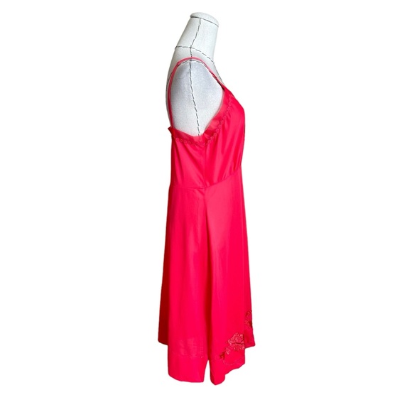 Vintage 50s 60s Nan Flower Red Nylon Slip Nightgown Boudoir Rockabilly Grunge 38 - Picture 10 of 13